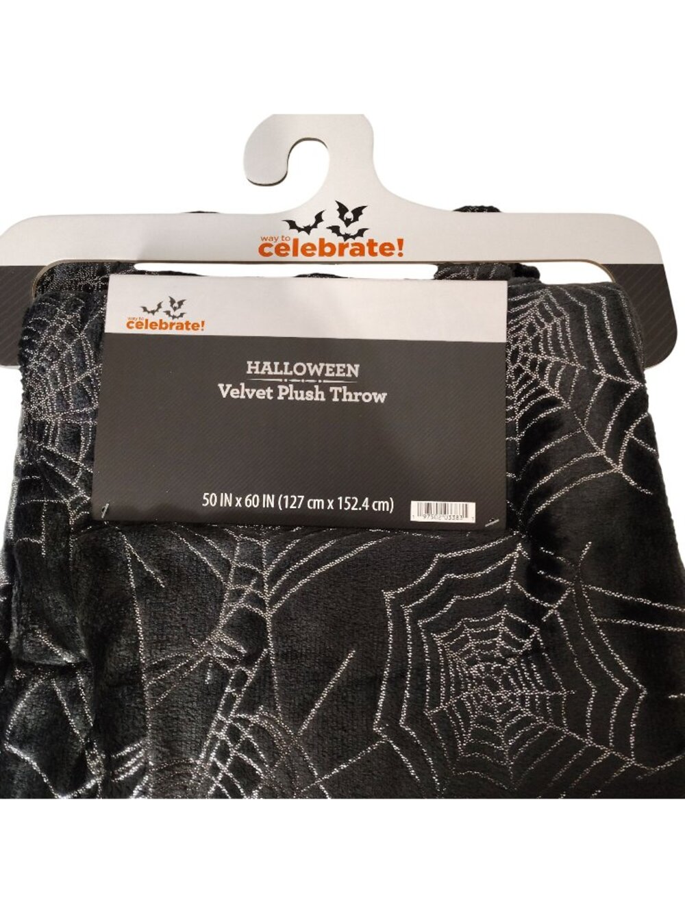 Halloween Velvet Plush Throw Blanket With Silver Spiderweb Design 50x60 inches